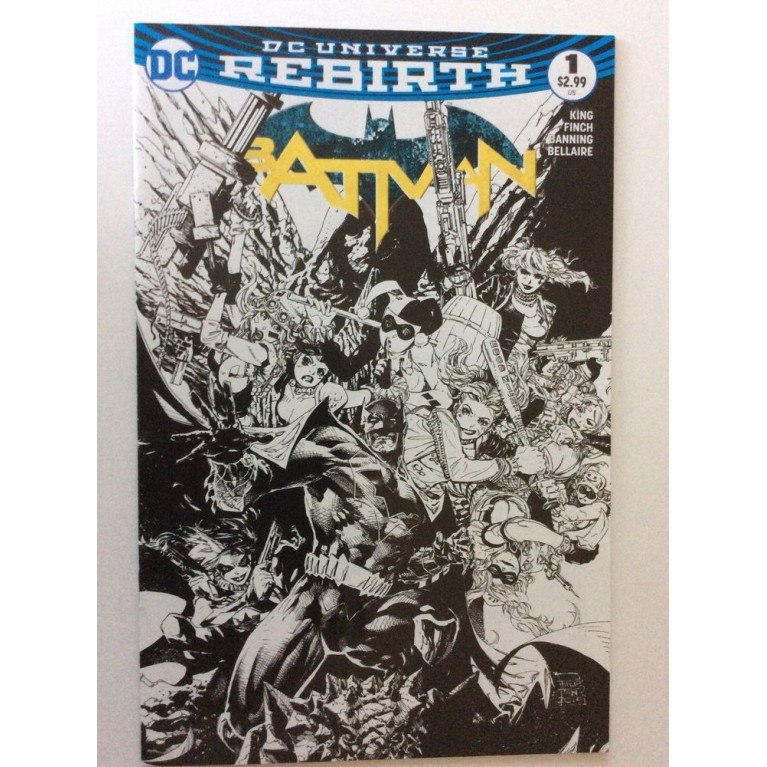 Batman #1 (Rebirth) black and white cover