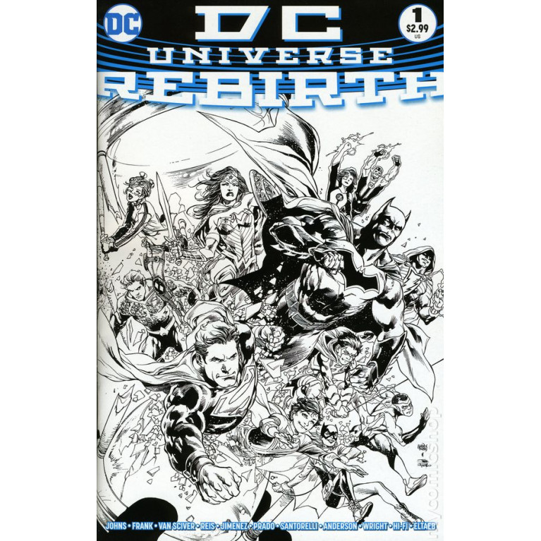 DC Universe Rebirth #1 black and white cover 1:100