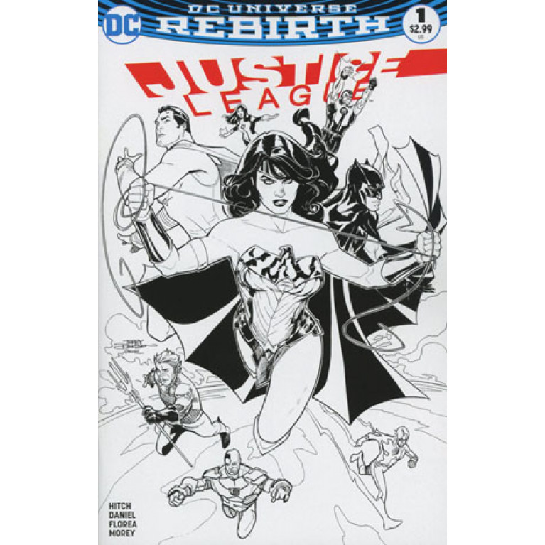 Justice League #1 Midtown comics black and white Exlclusive cover