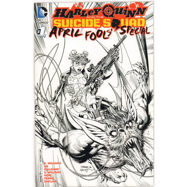 Harley Quinn and the Suicide Squad April Fool`s Special #1 black and white cover