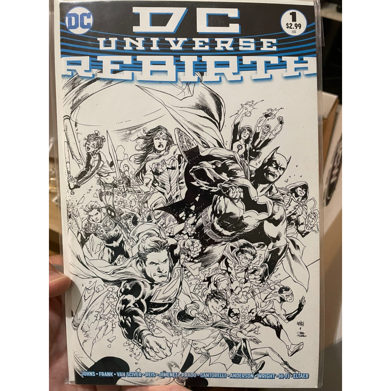 DC Universe Rebirth Vol.1 #1 B&W Variant Cover - Key